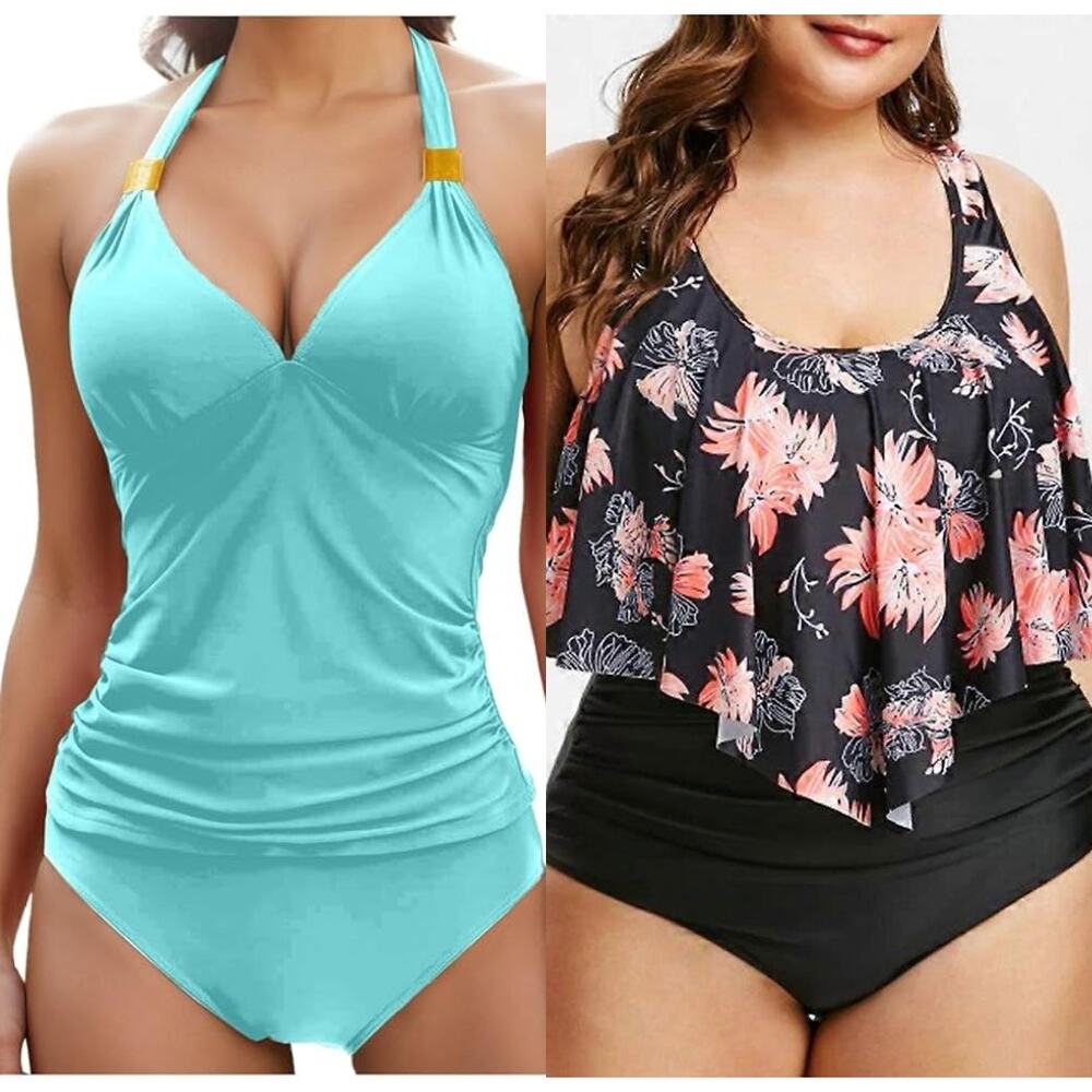 NWT Amazon LOT OF 2 Swim Tankini & Bottom Swimming Paddle Beach Bundle Sz M